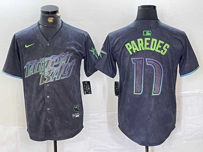 Mens Tampa Bay Rays #17 Isaac Paredes Charcoal 2024 City Connect Limited Cool Base Jersey